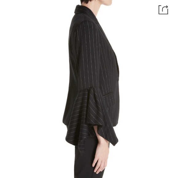 MILLY Ruffle Sleeve Pinstripe Blazer/Jacket - Size 2 - Picture 5 of 9